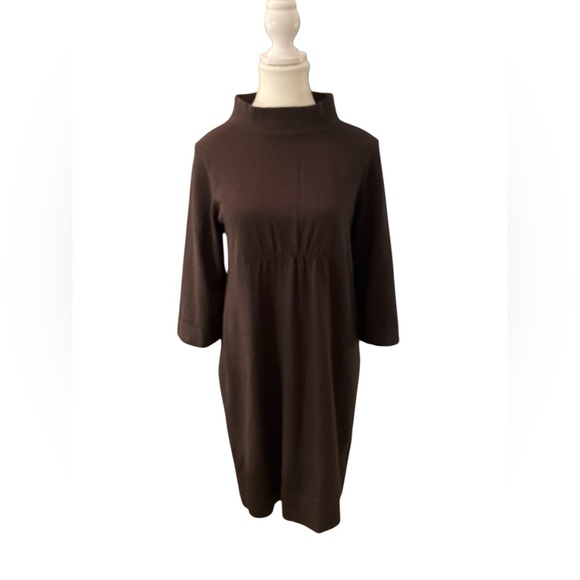 Elliott Lauren Women’s Dress S Brown Silk Blend Funnel Neck Sweater Minimalist - Picture 2 of 7